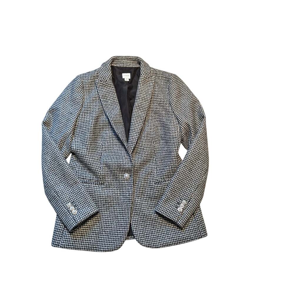 J. CREW WOMEN'S Sparkle Houndstooth One button BLAZER, SIZE 4; Wool